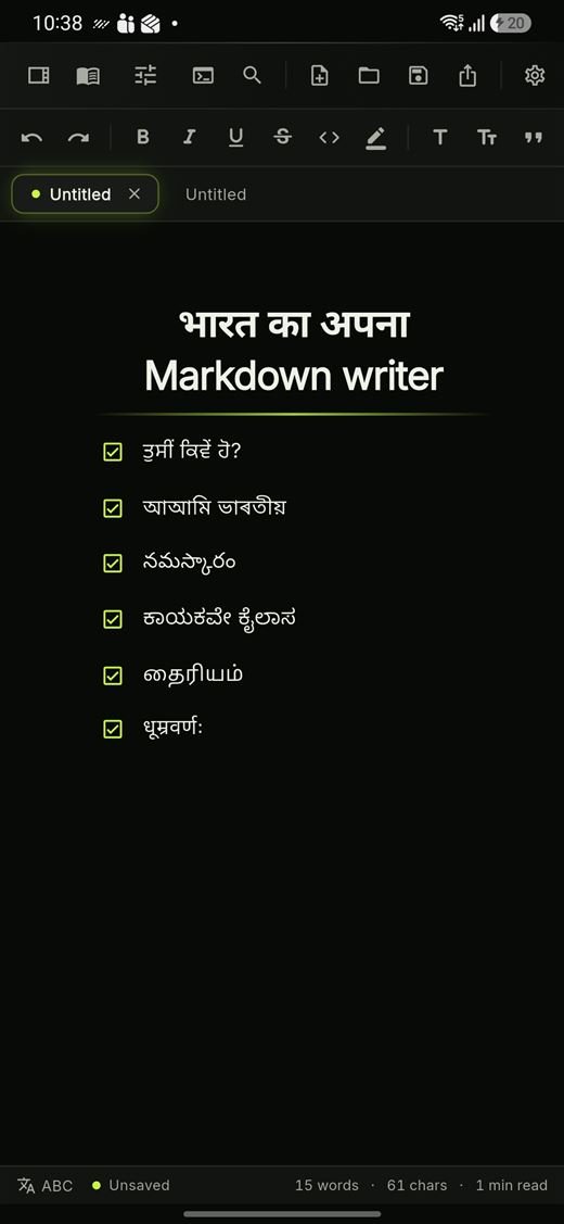 Mdxt writing in multiple Indian scripts