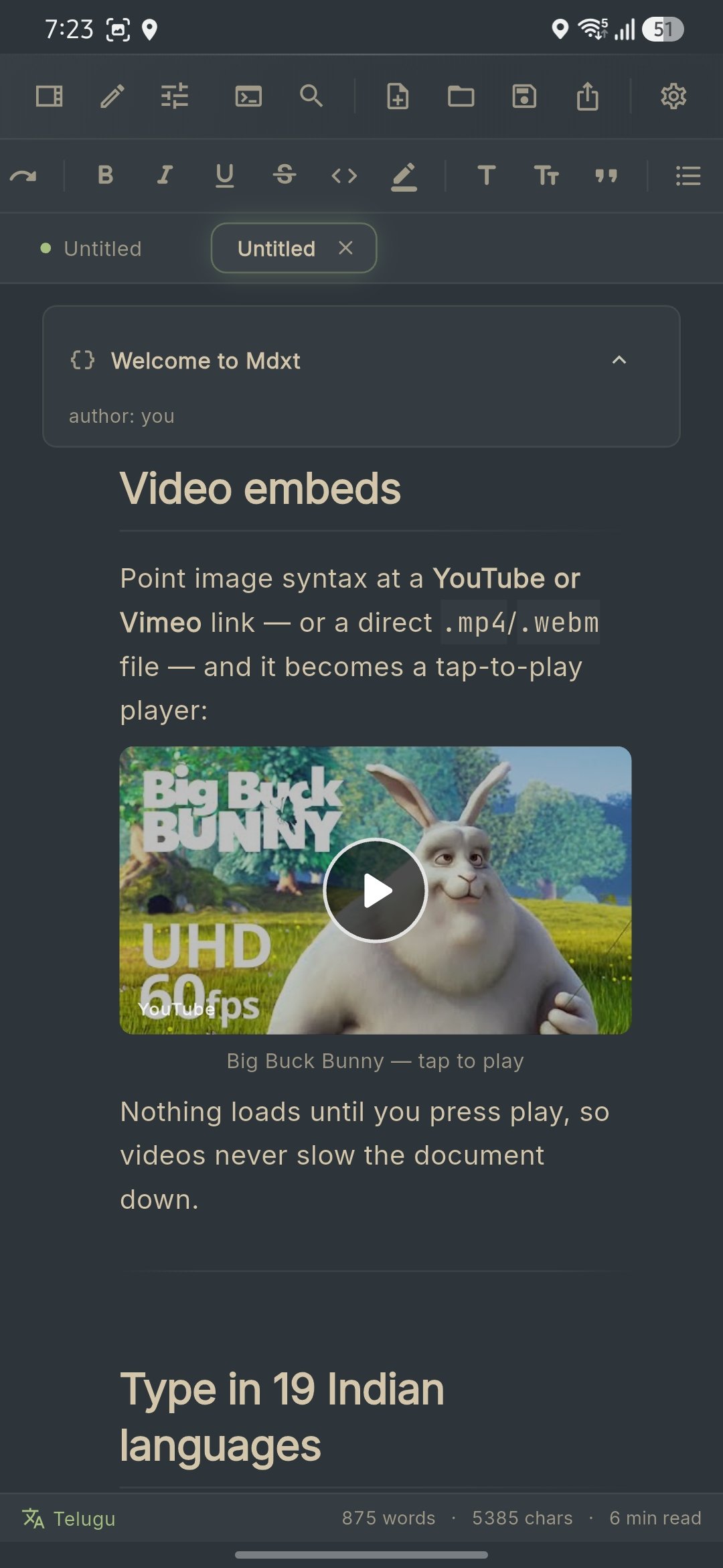 Tap-to-play video embeds